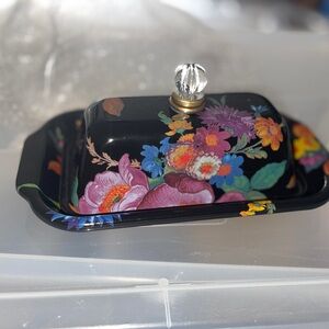 Mackenzie Childs black flower market butter box